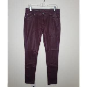 KUT from the Kloth VIV toothpick skinny denim pants - wine maroon - 10